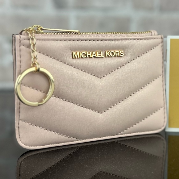 MICHAEL KORS JET SET TRAVEL LEATHER SMALL COINPOUCH CARD WALLET BAG $188 Blush - Picture 6 of 6